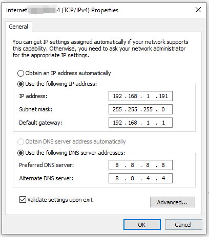 入力DNSサーバー