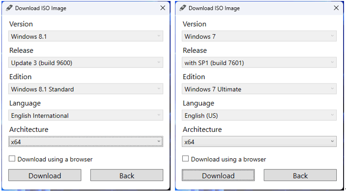 Windows 8.1とWindows 7 ISOイメージをダウンロード