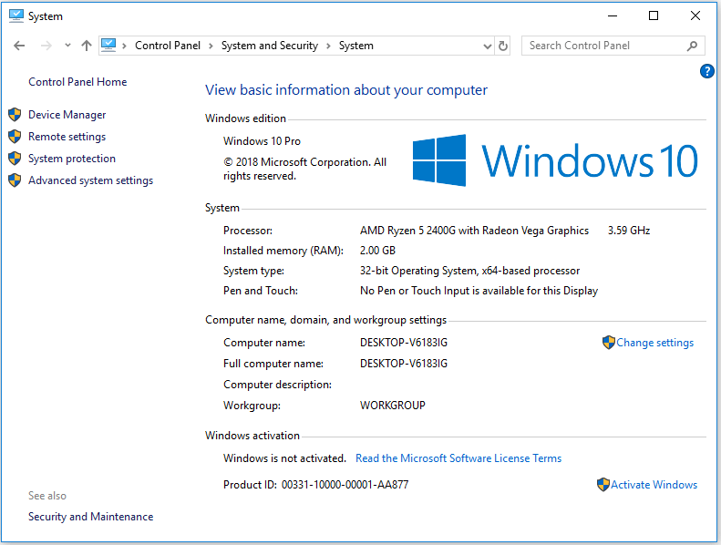 システムのプロパティから Windows 10 の PC スペックを確認する方法