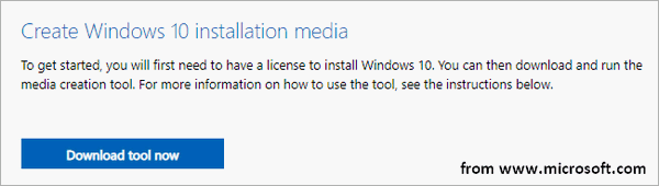 Windowsメディア作成ツールをダウンロード