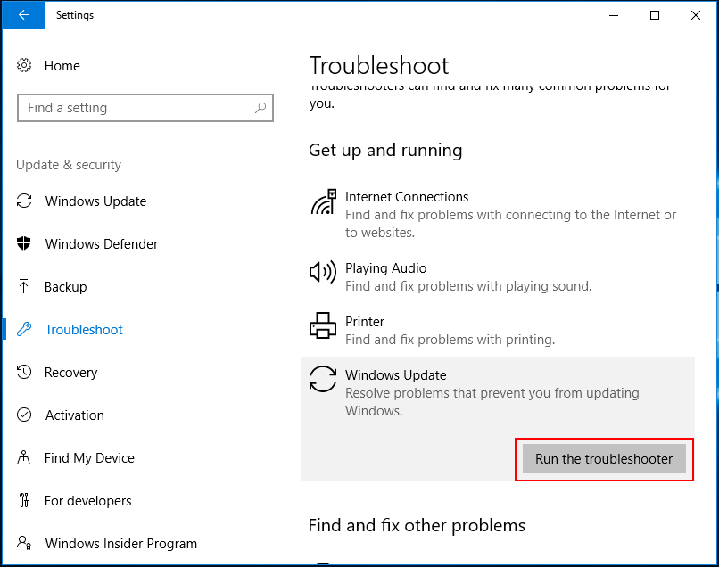 Windows Update トラブルシューティング ツールを実行する