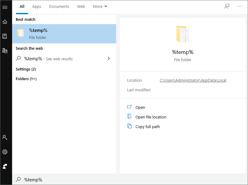 Windows 10で一時ファイルを表示する方法