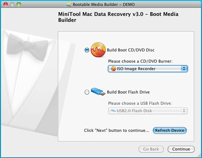 MiniTool Mac Data Recoveryブータブルディスクの作成