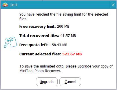 選択したファイルがファイル保存制限に達しました