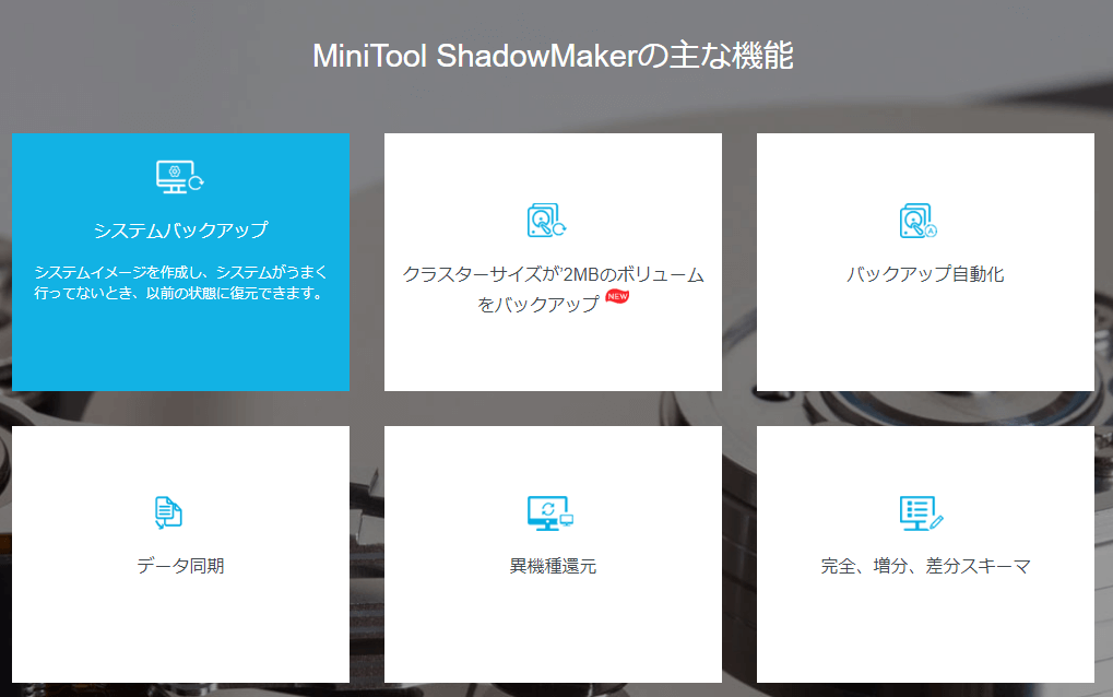 MiniTool ShadowMakerの主な機能