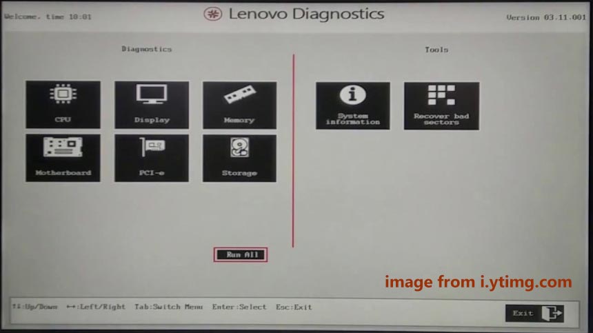 Lenovo Diagnostics Tool を実行する