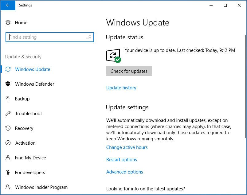 Windows10の更新の確認ボタン