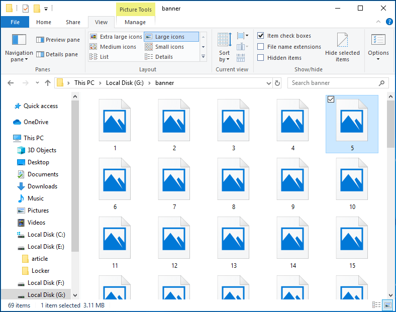 Windows 10 で画像のサムネイルが表示されない